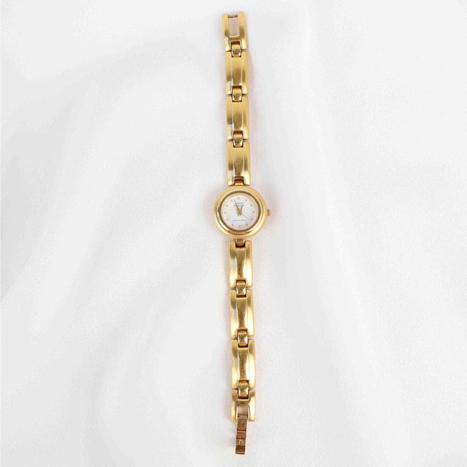 Vintage Anne Klein Round Face Watch – Gold Tone Chunky Style Bracelet (Working Battery)