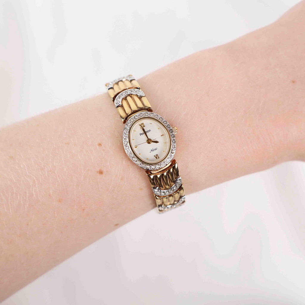 Vintage Armitron Oval Face Watch – Gold Tone Bracelet (Working Battery)