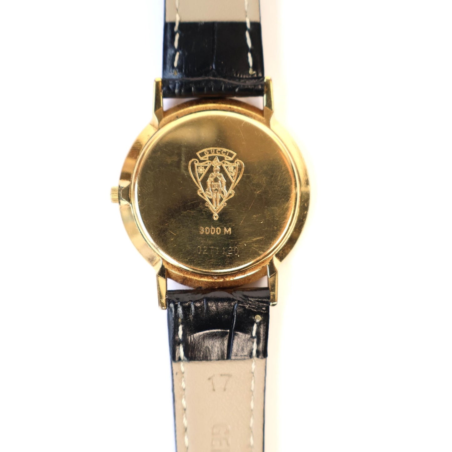 Vintage Gucci Gold Circle Face Watch with Leather Band | GUCCI