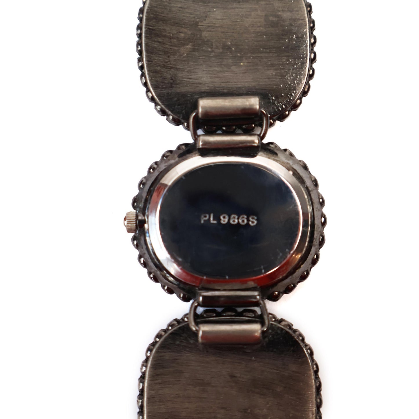 Vintage Silver and Red Watch with White Rectangle Face | QUARTZ