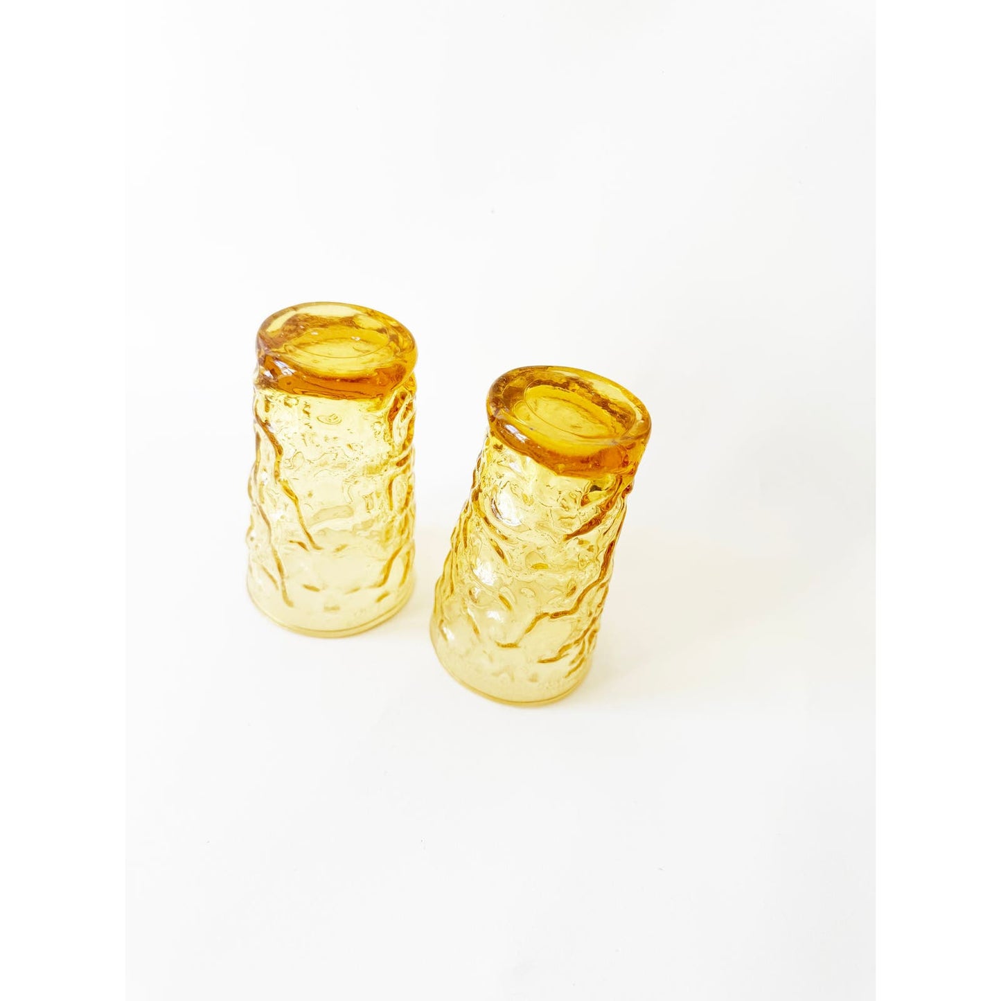 Vintage Mini Yellow Wave Glass | Set of Two