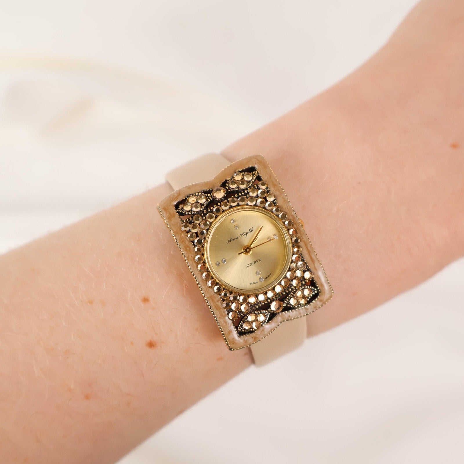 Vintage Anne Koplik Watch with Nude Leather Strap