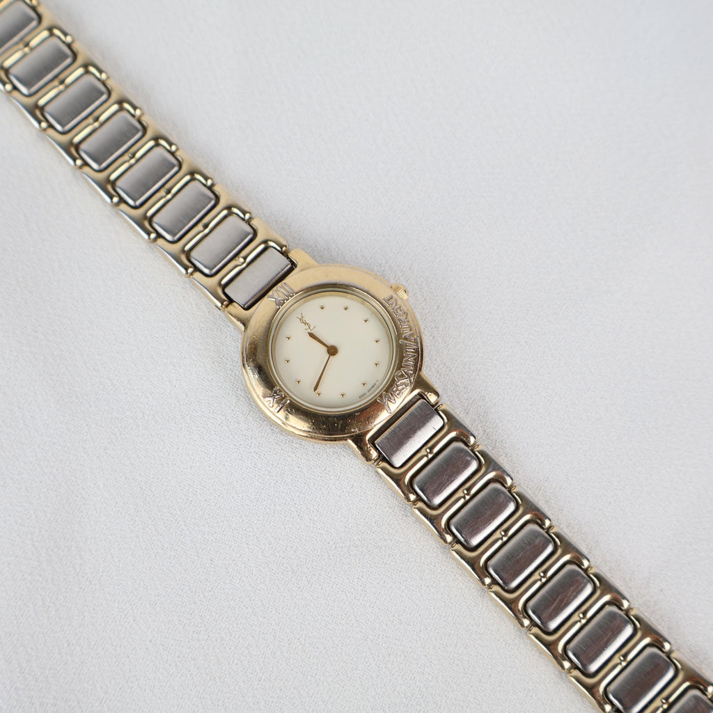 Stunning Two Tone Vintage YSL Watch with White Face