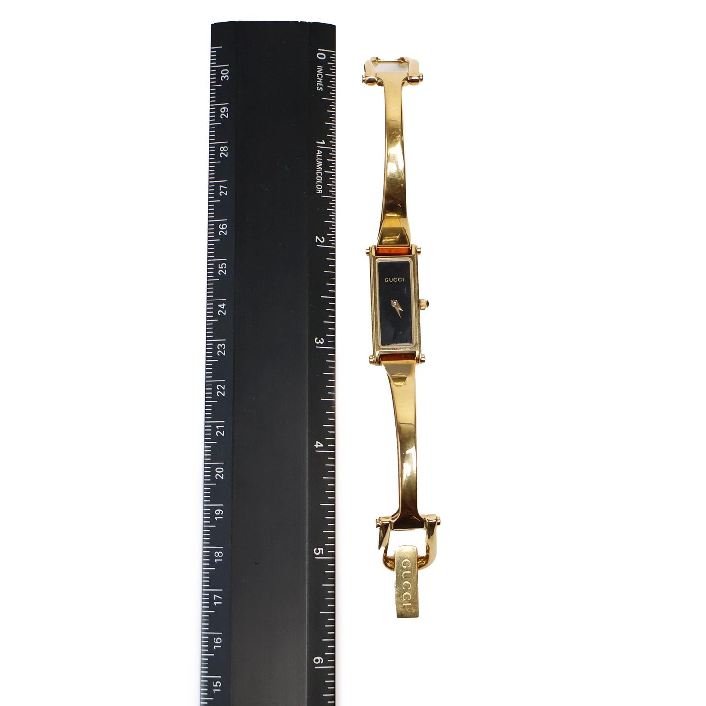 Vintage Gold Toned 1500L Bangle Watch with Black Face | GUCCI