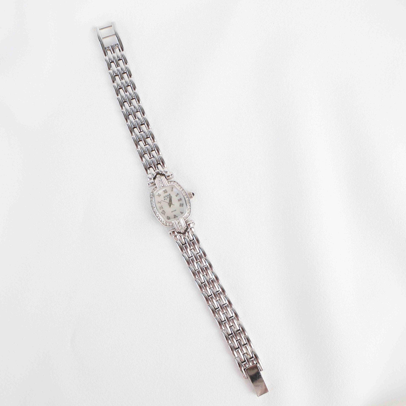 Vintage Anne Klein Watch with a Bedazzled Face - Silver Bracelet (Working Battery)