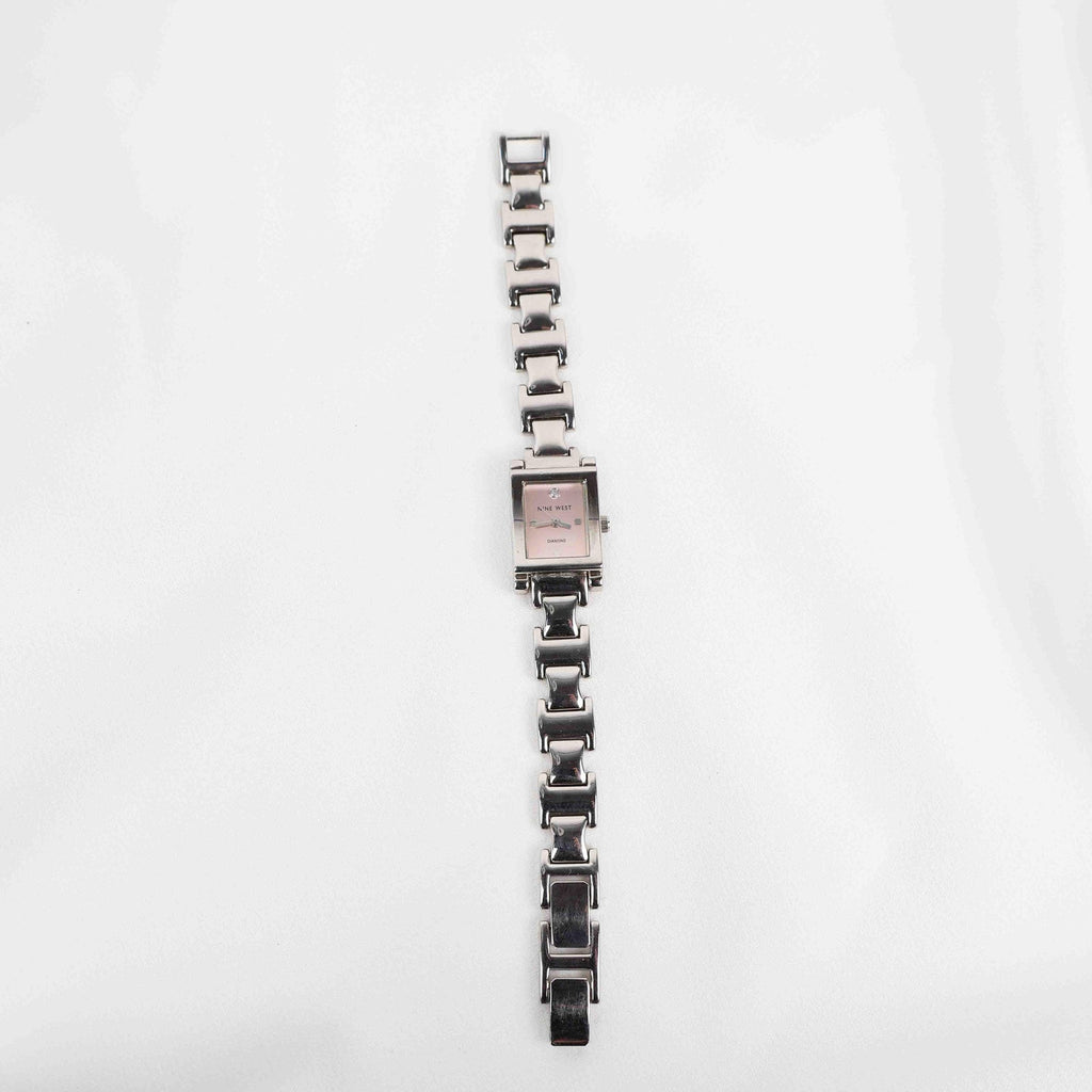 Vintage Nine West Square Face Watch – Silver Tone Bracelet (Working Battery)