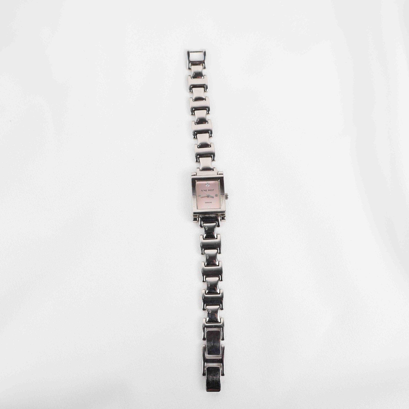 Vintage Nine West Square Face Watch – Silver Tone Bracelet (Working Battery)