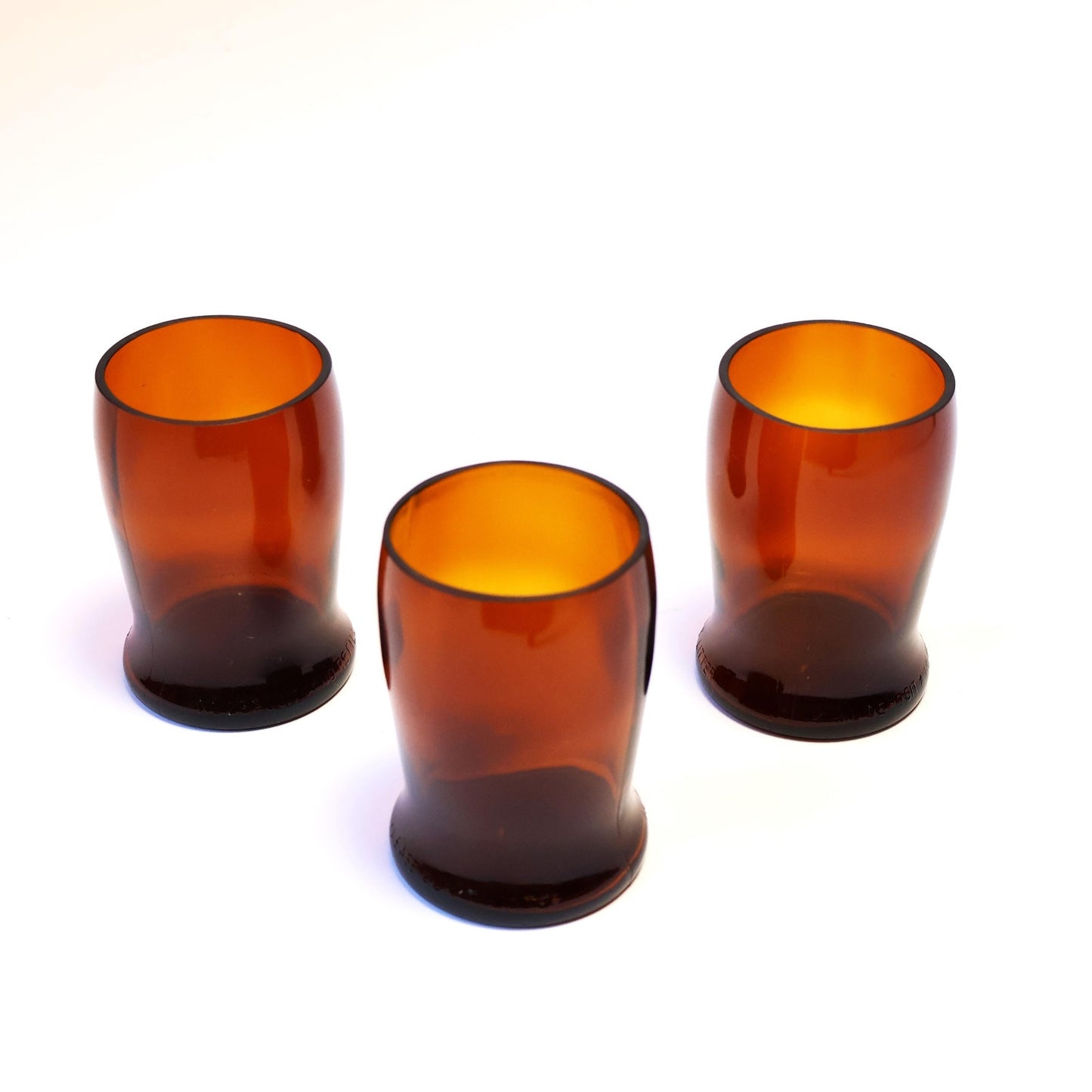 Vintage Dark Amber Glass Trio