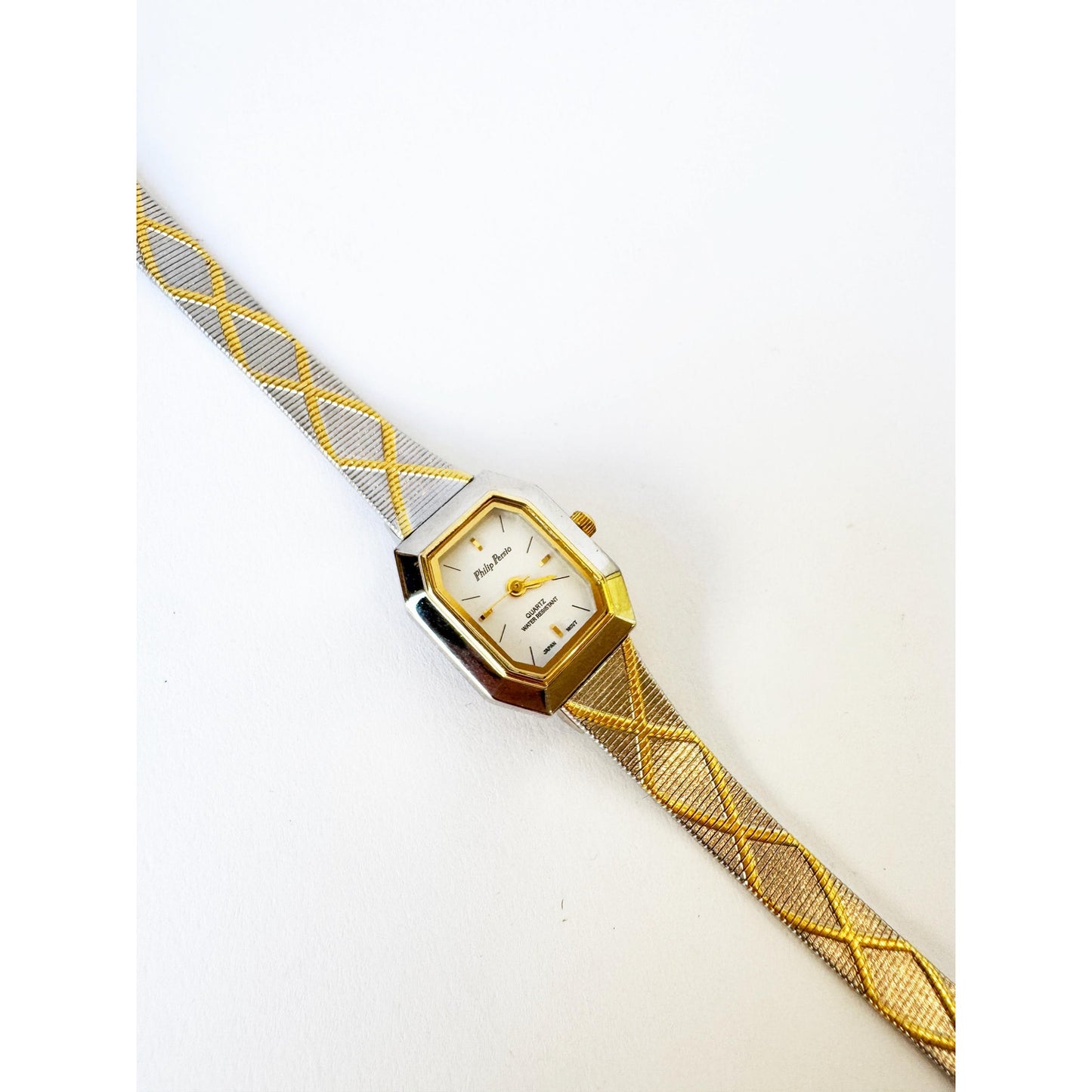 Vintage Small Two Tone Watch with Octagonal White Face | Philip Persio