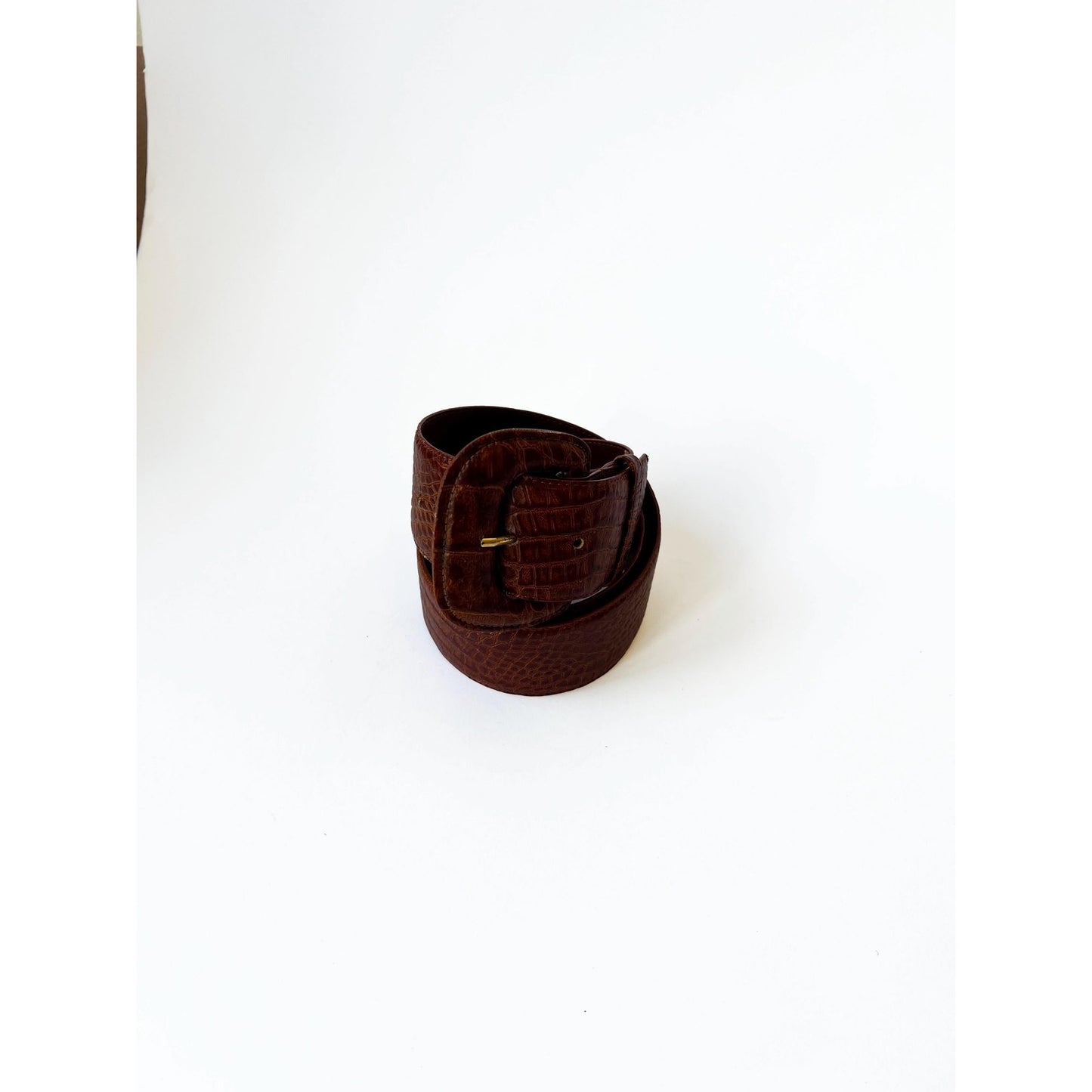 Vintage Brown Genuine Leather Alligator Texture Belt