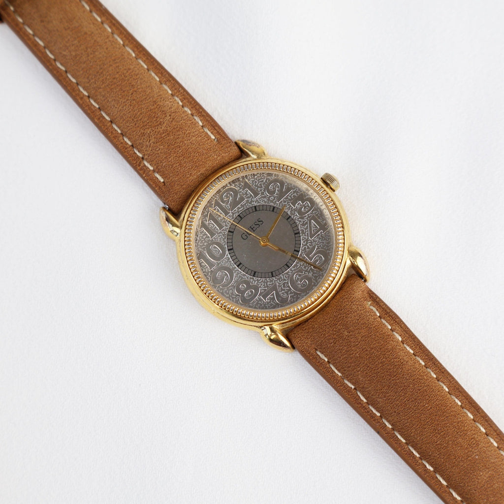 Vintage Guess Brown Leather Band Watch