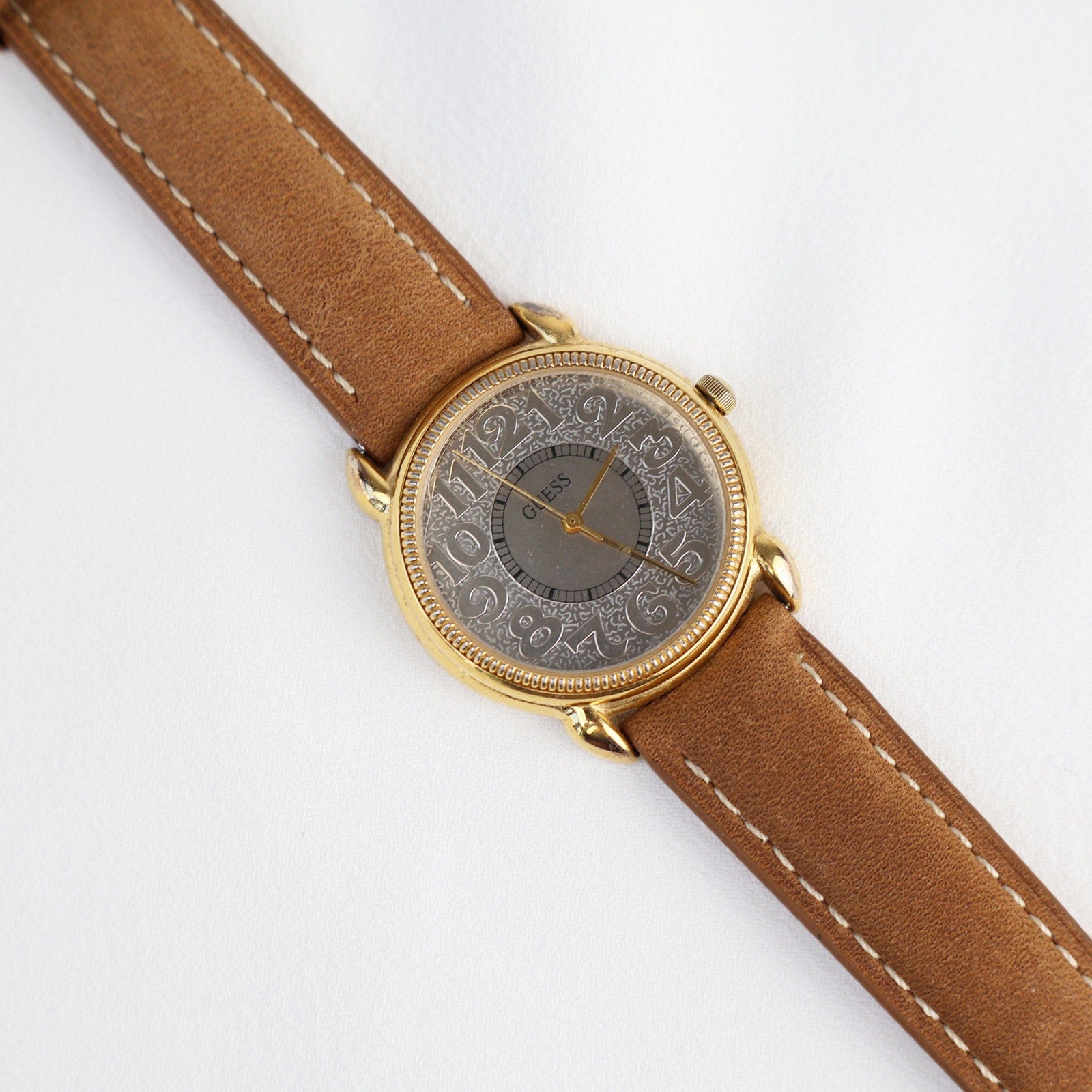 Vintage Guess Brown Leather Band Watch