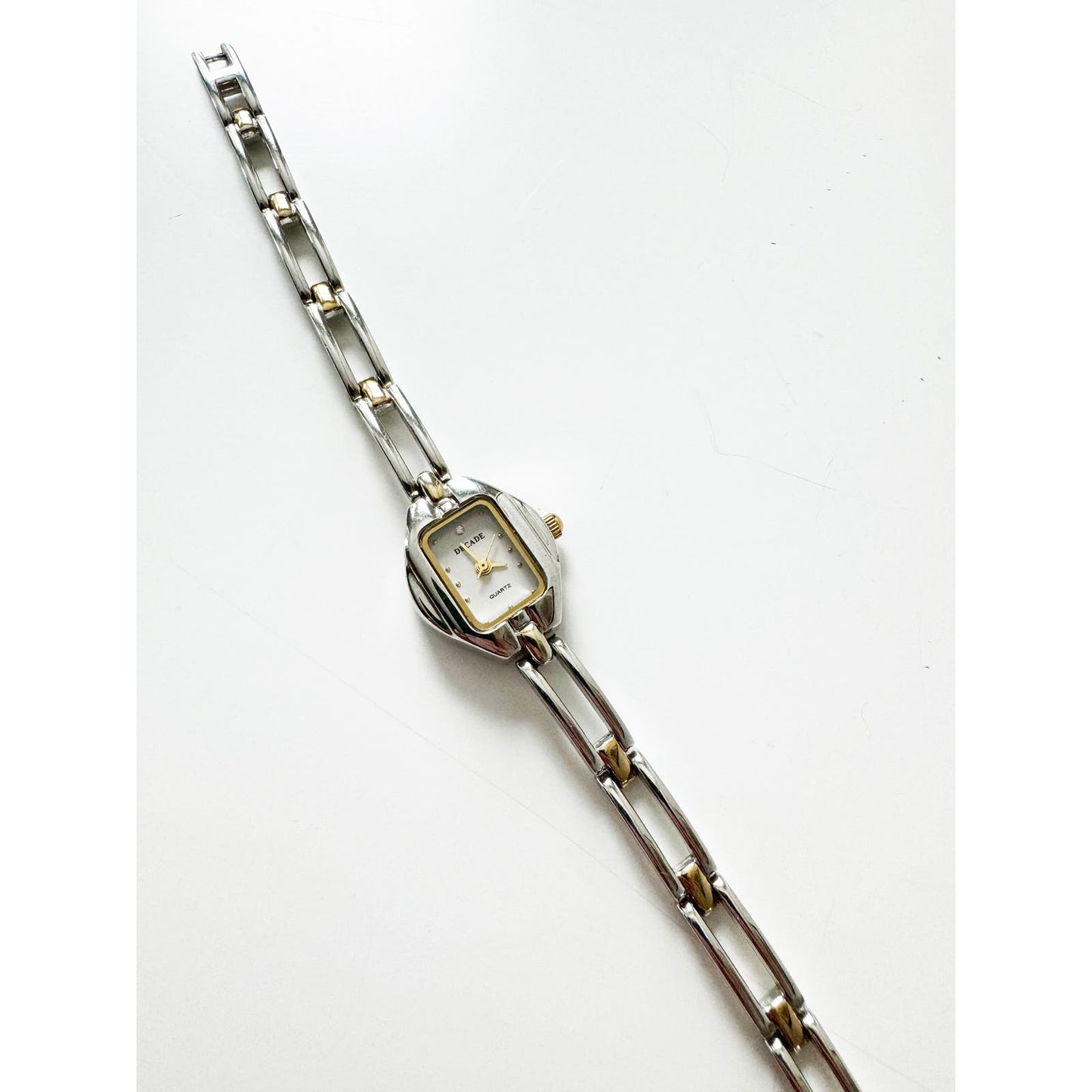 Vintage Two Tone Watch with Dimond Face Thin Band