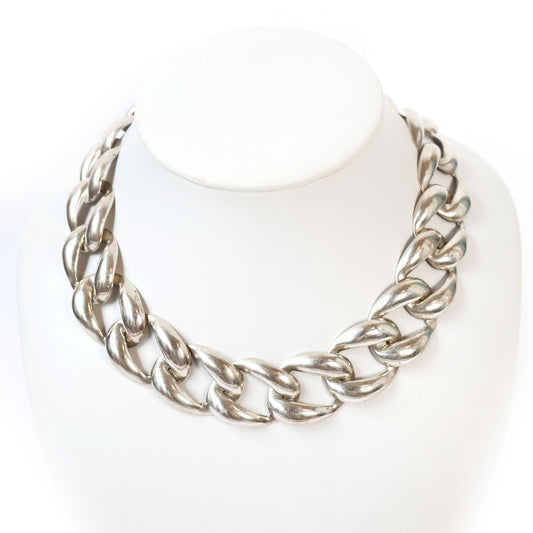 Sterling Silver Chain Link Heavy Weight Necklace 17"