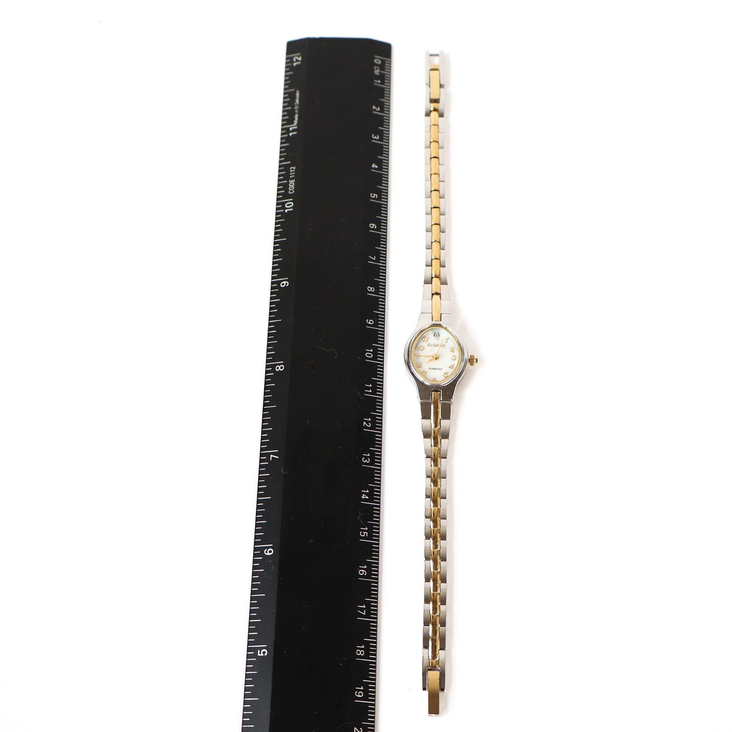 Vintage Two-Toned Watch with Mother Of Pearl Oval Face | ELGIN II