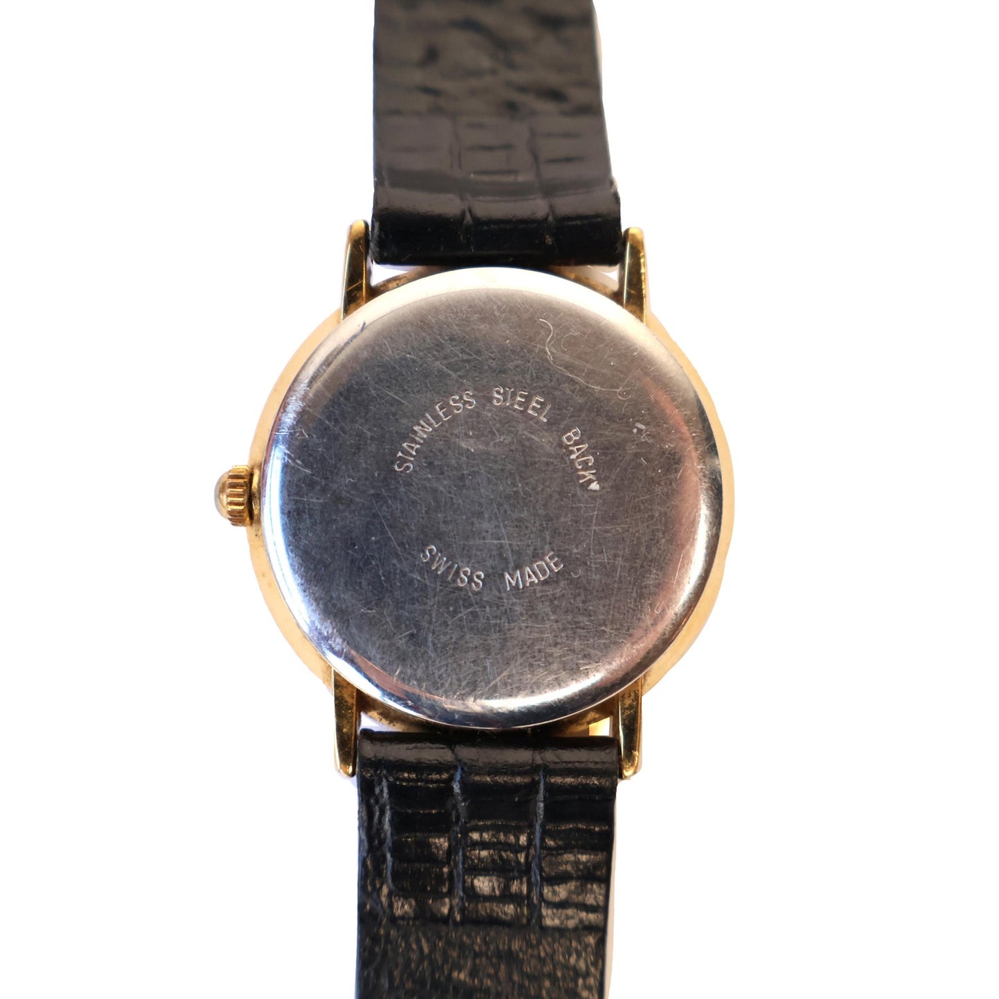 Vintage Gold Tone Day and Night Circle Face Watch with Leather Band | EXACTLY