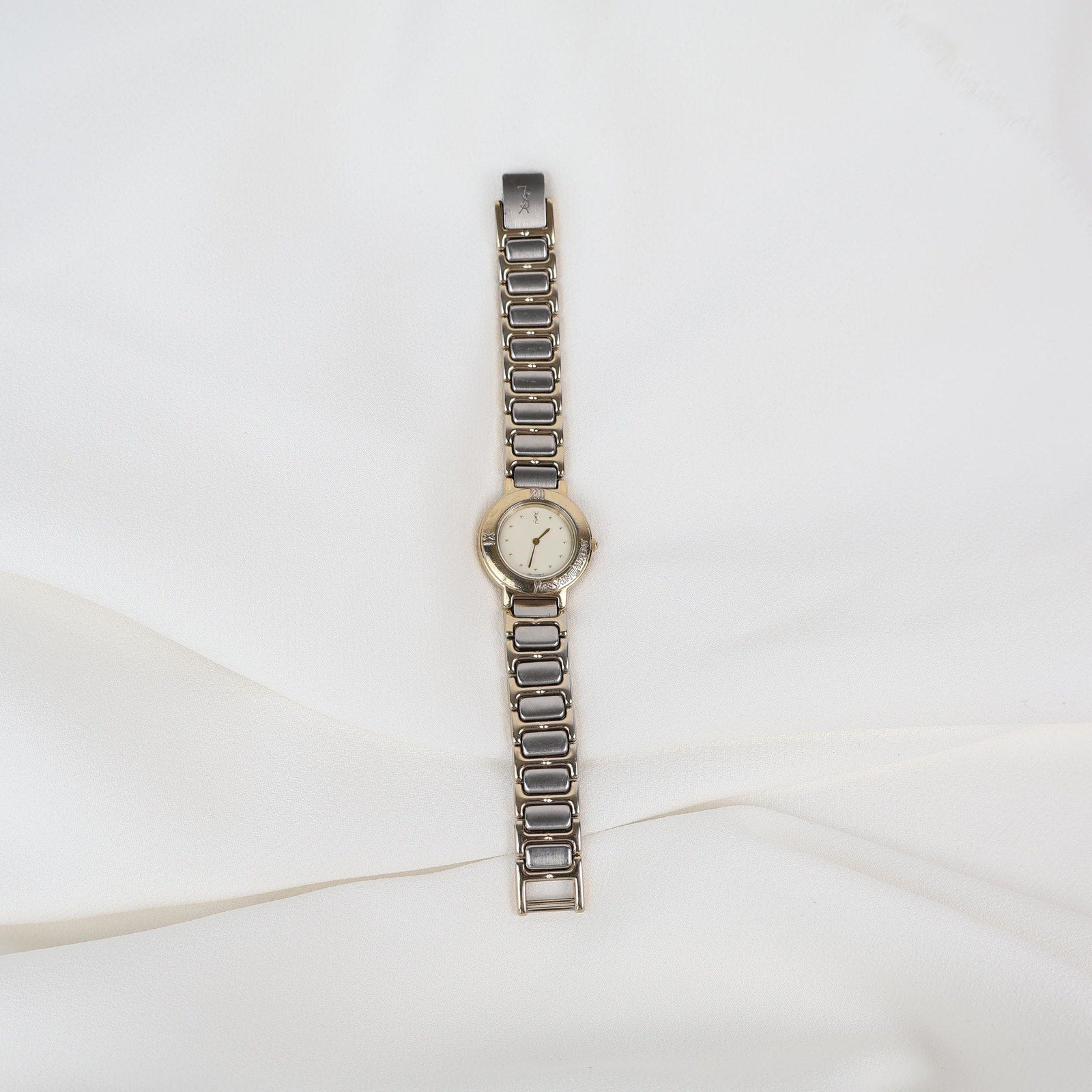 Stunning Two Tone Vintage YSL Watch with White Face