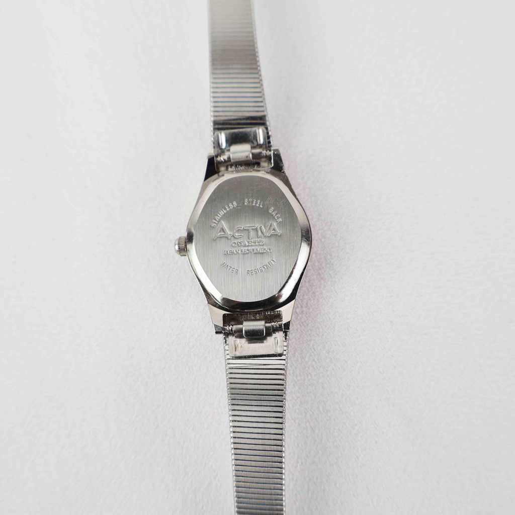 Vintage Activa Silver Tone Quartz Watch with White Face