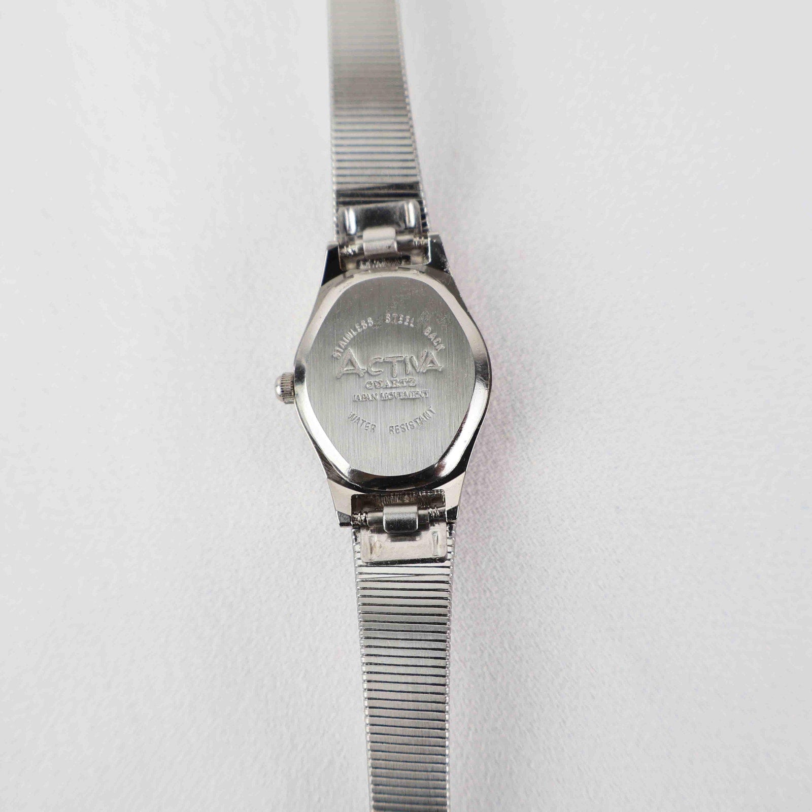 Vintage Activa Silver Tone Quartz Watch with White Face