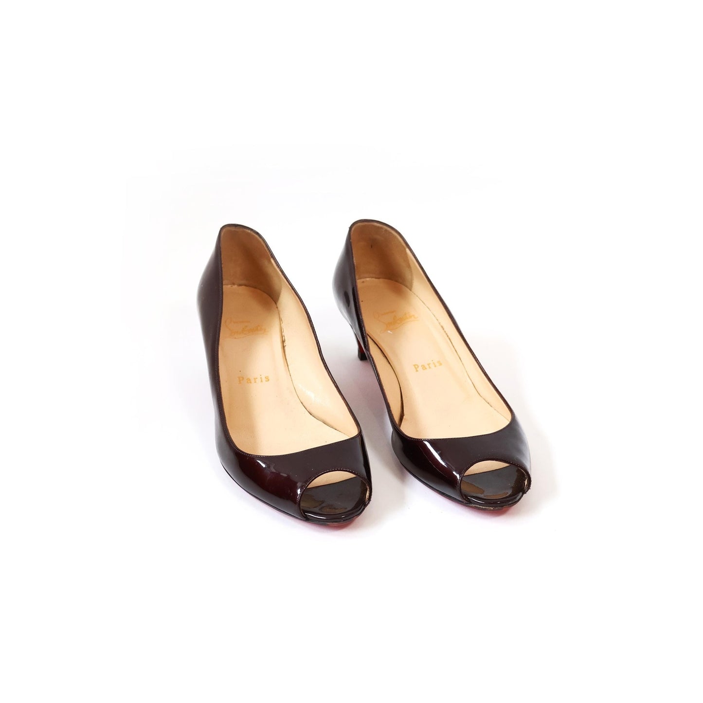 Vintage Black Peek-a-boo Louboutin Kitten Heels | EU 38