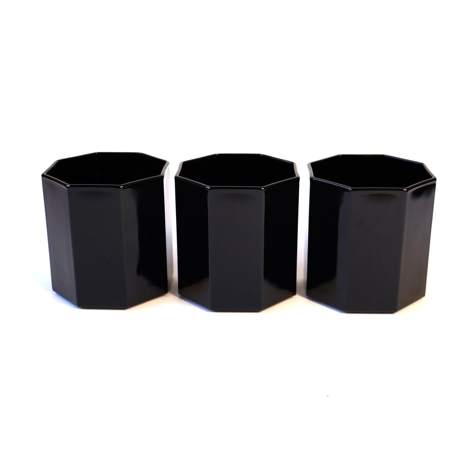 Vintage Octagonal Black Mug Set