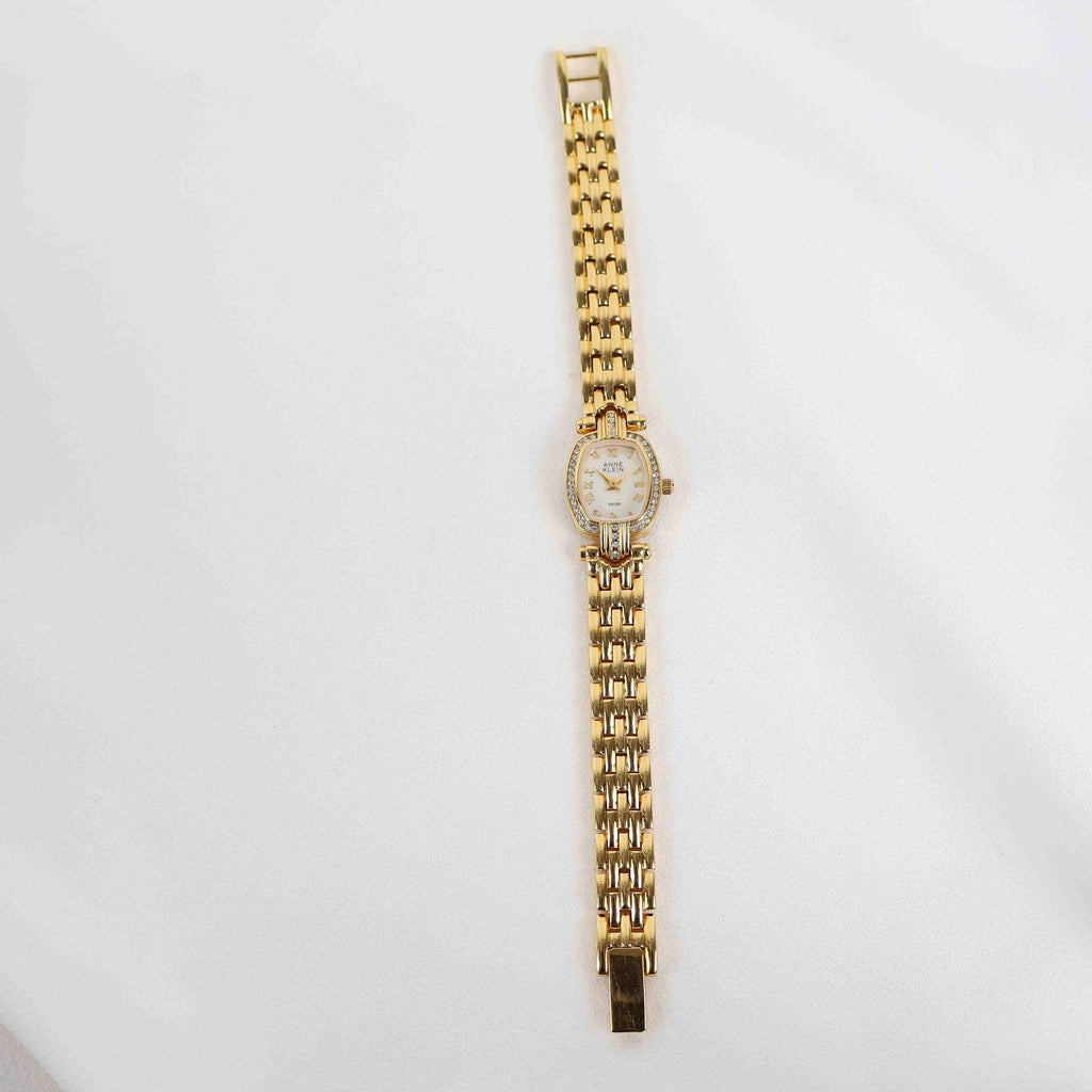 Vintage Anne Klein Oval Face Watch – Gold Tone Rope Style Bracelet (Working Battery)