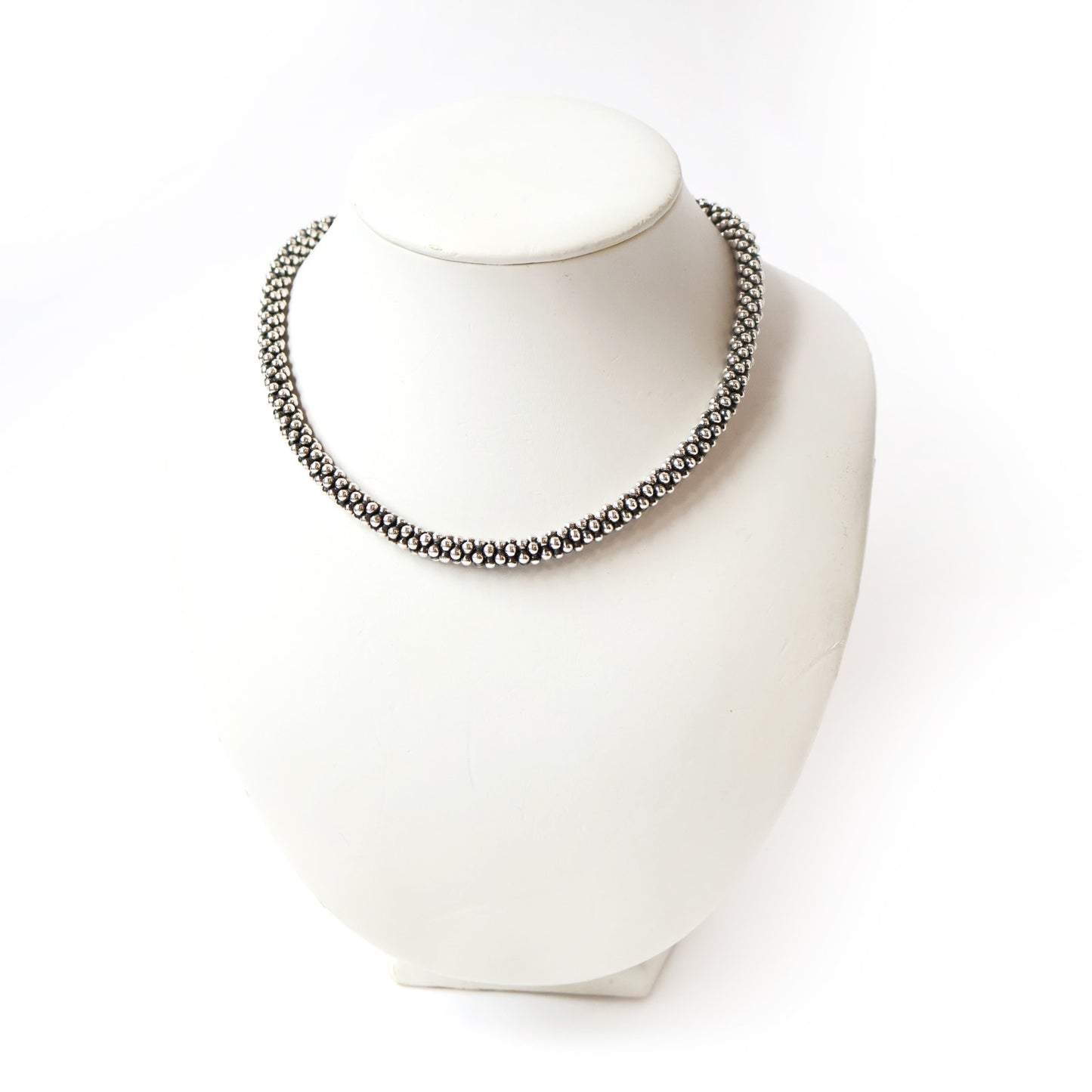 Sterling Silver Caviar Heavy Weight Necklace 16"