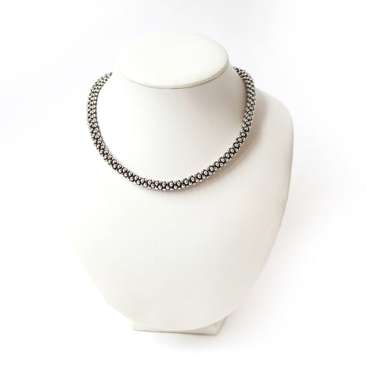 Sterling Silver Caviar Heavy Weight Necklace 16"