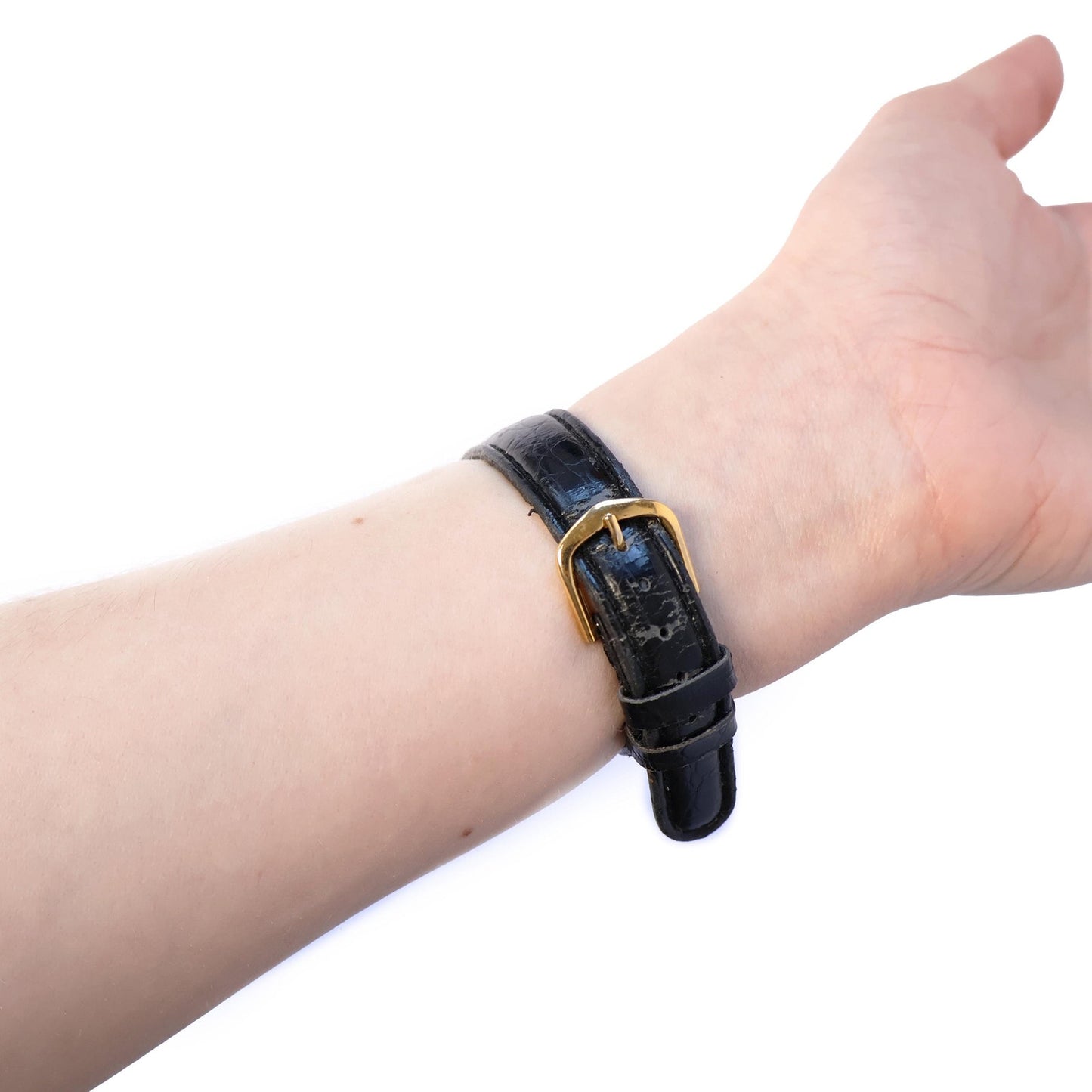 Vintage CD Logo Gold Circle Face Watch with Leather Band | Christian Dior