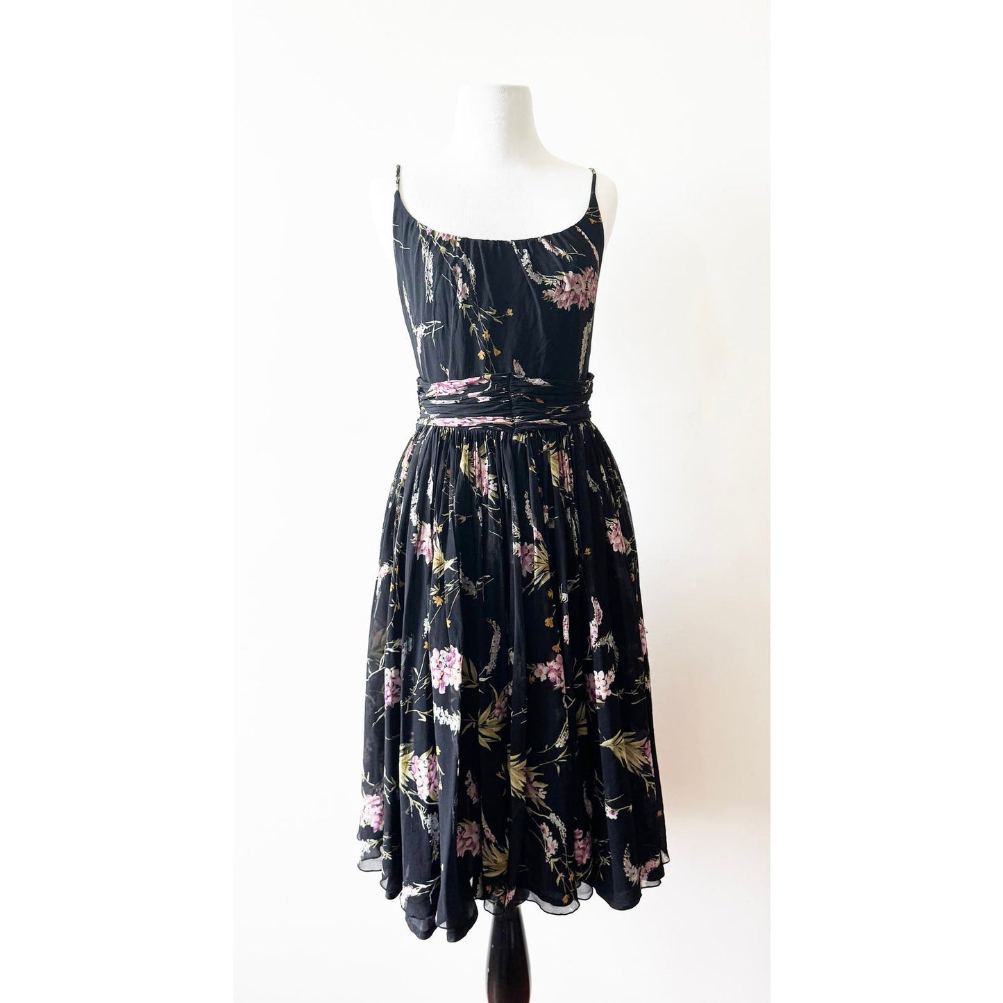 Y2k ANNA SUI Classic Black Floral Dress | Size 8