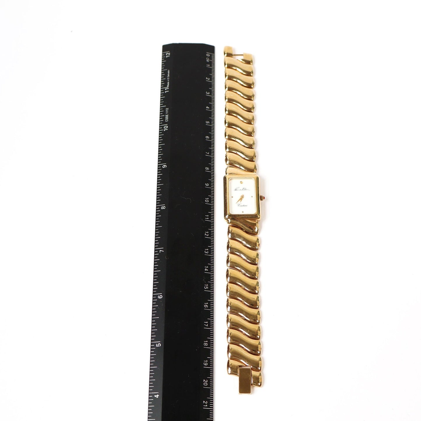 Vintage Gold Watch with White Rectangle Face | ANNE KLEIN COUTURE