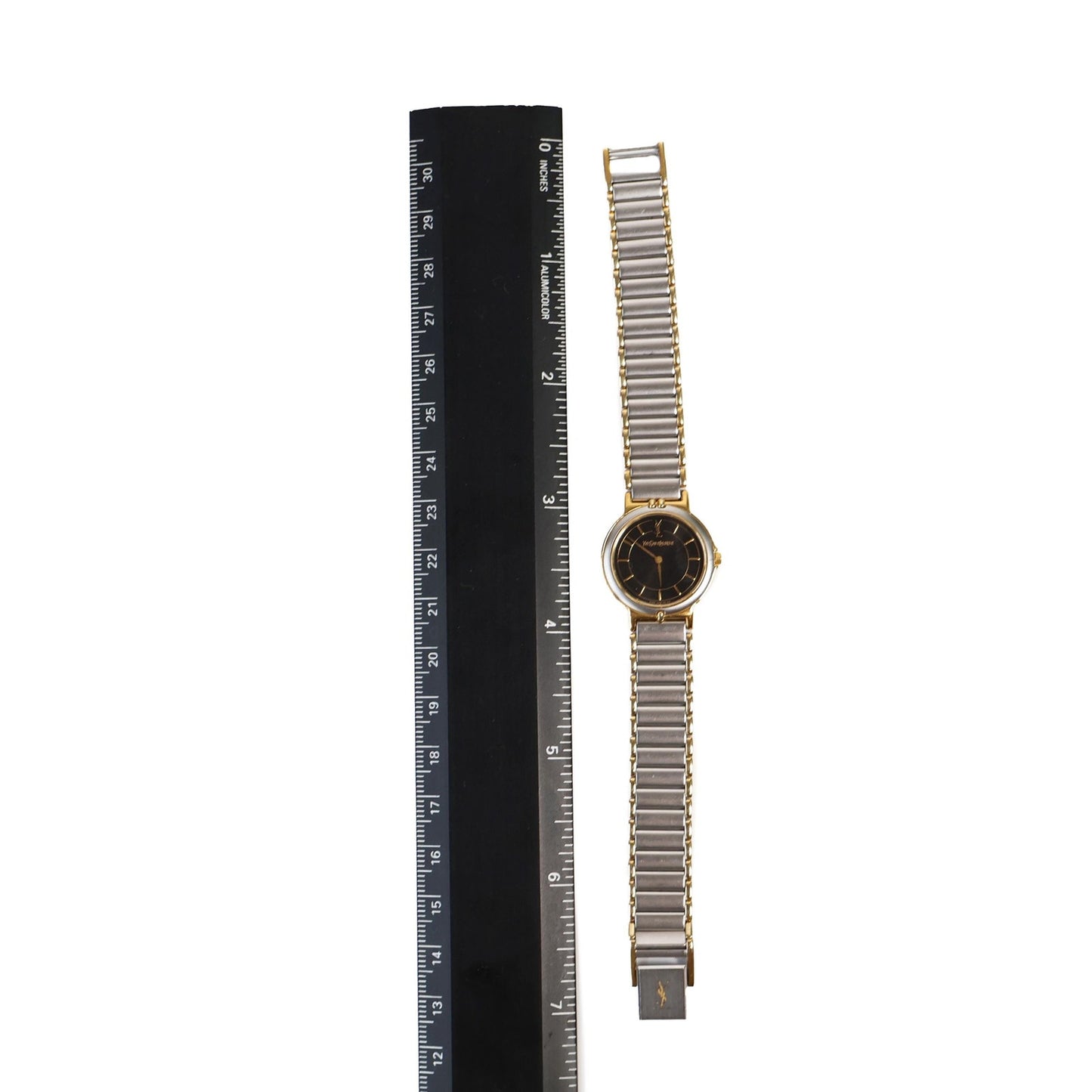 Vintage Two-Toned Watch with Black Face | Yves Saint Laurent