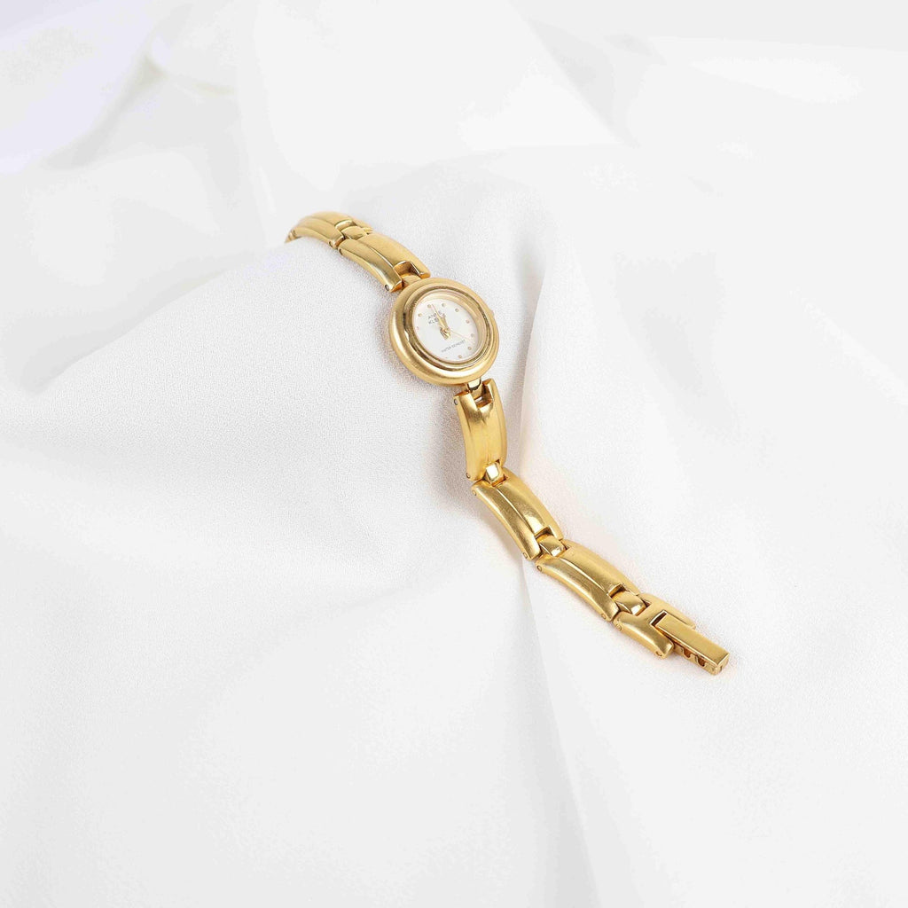 Vintage Anne Klein Round Face Watch – Gold Tone Chunky Style Bracelet (Working Battery)