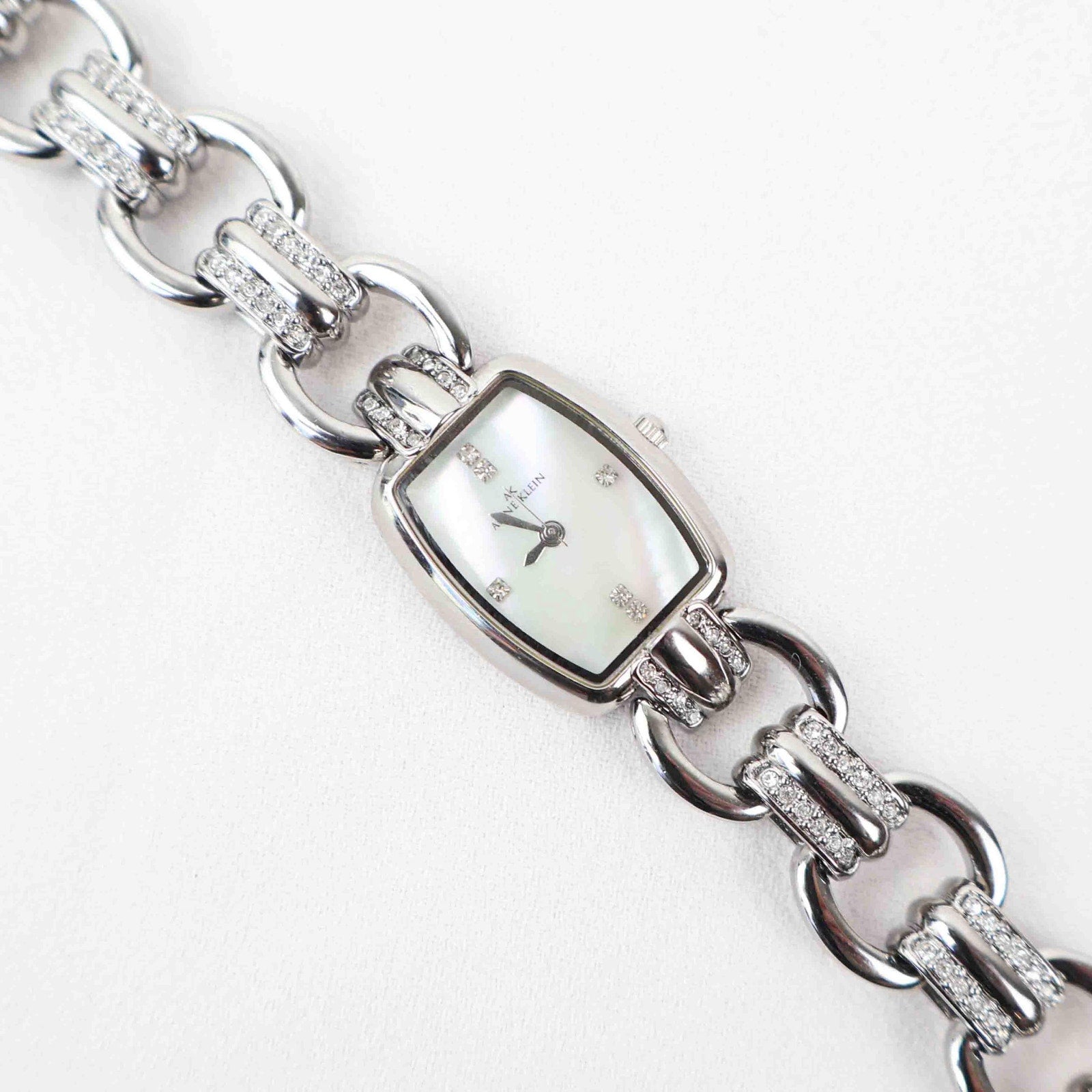 Vintage Anne Klein Rectangle Face Watch – Silver Tone Bracelet (Working Battery)
