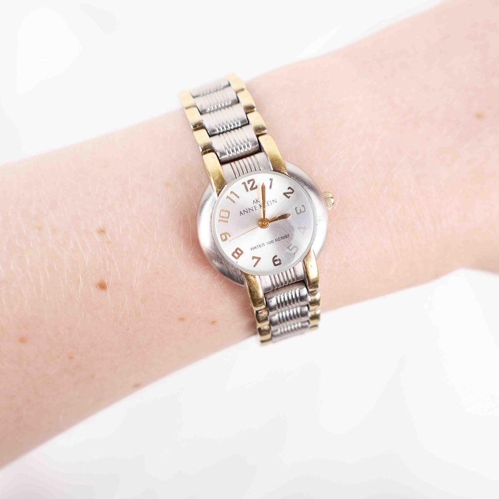 Vintage Anne Klein Circle Face Watch – Two Tone Bracelet (Working Battery)