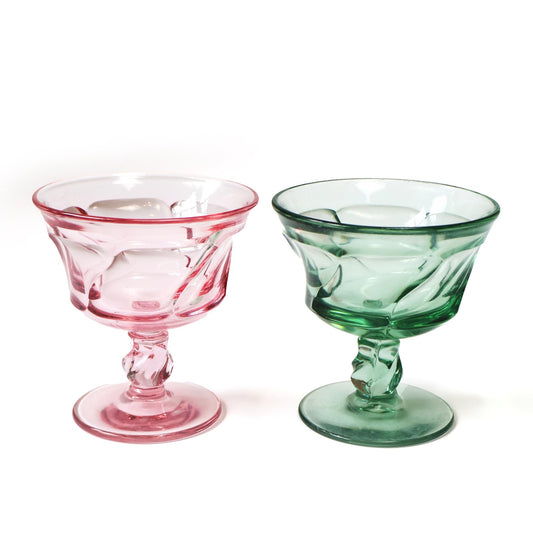 Vintage Pink and Green Wine Glass Set