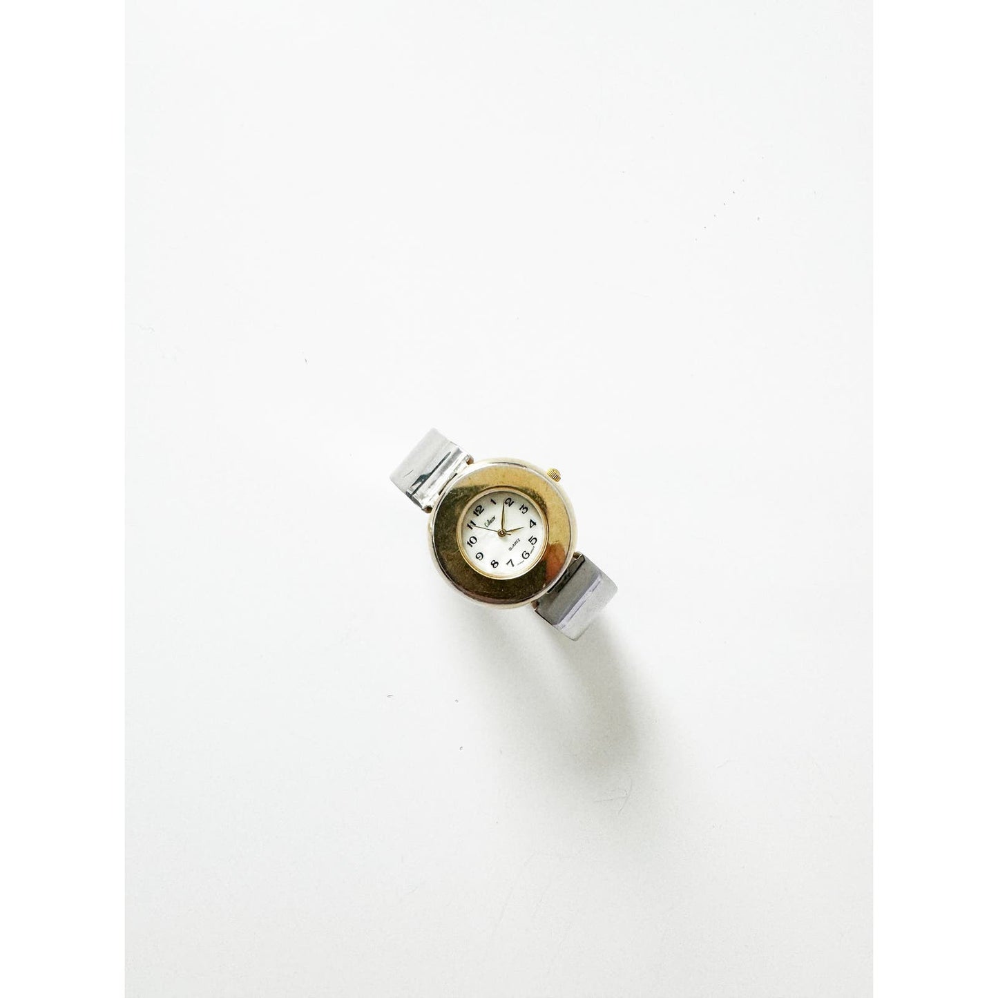 Vintage Two Tone Watch Cuff with Circular Face