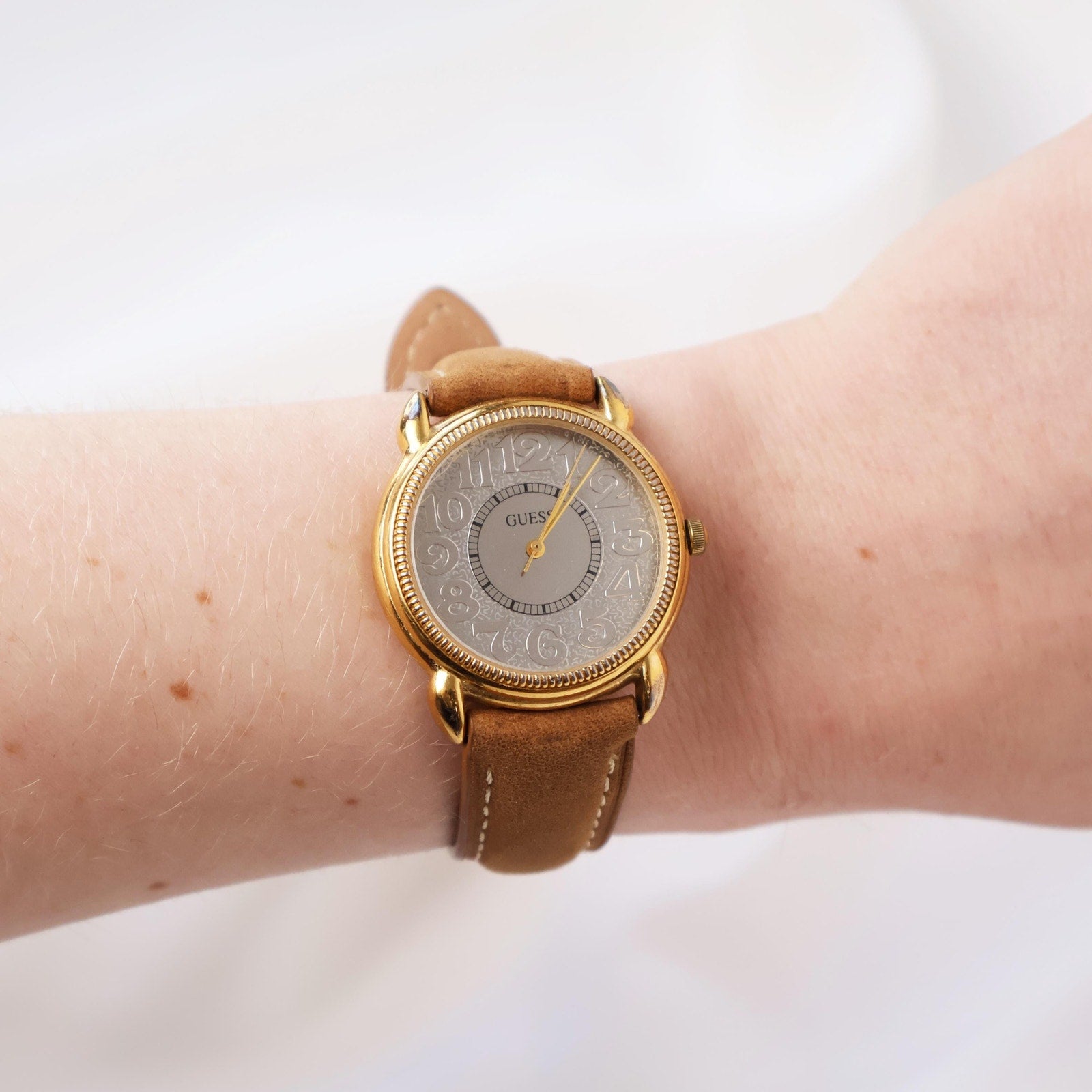 Vintage Guess Brown Leather Band Watch