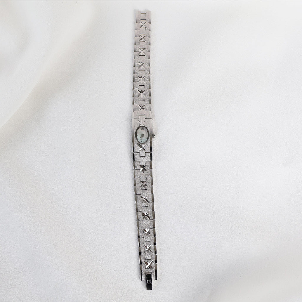 Vintage 18k White Gold Plated Christian Gold Star Engraved Watch
