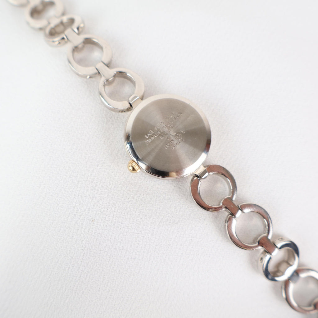 Vintage Two Tone Liz Claiborne Watch with a Round Face and Chain Look