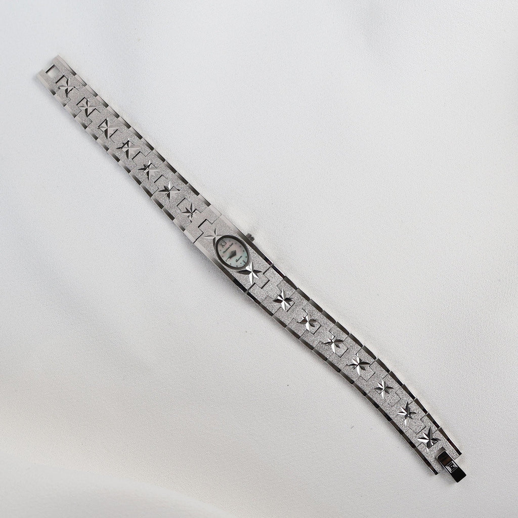 Vintage 18k White Gold Plated Christian Gold Star Engraved Watch