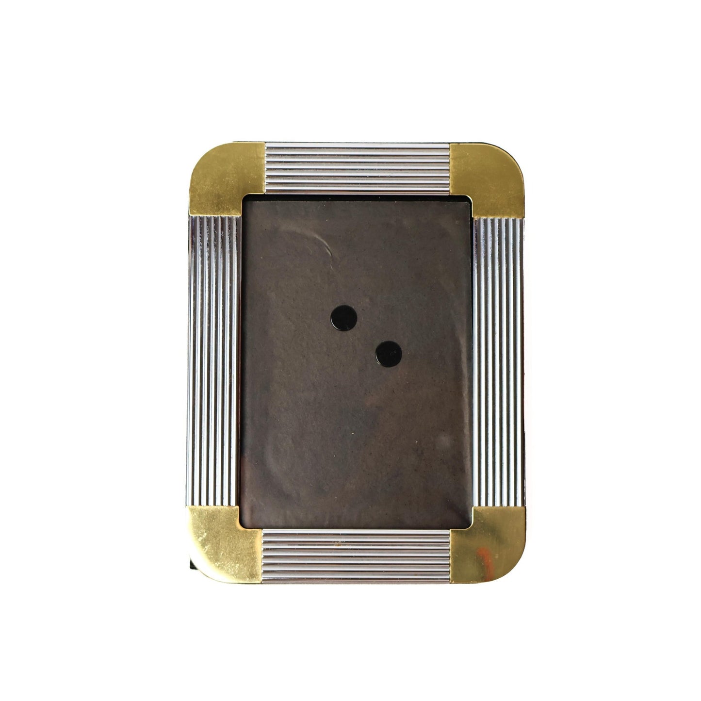 Vintage Brass 4.7"x6.5" Picture Frame: Modernist Gold Tabletop Decor