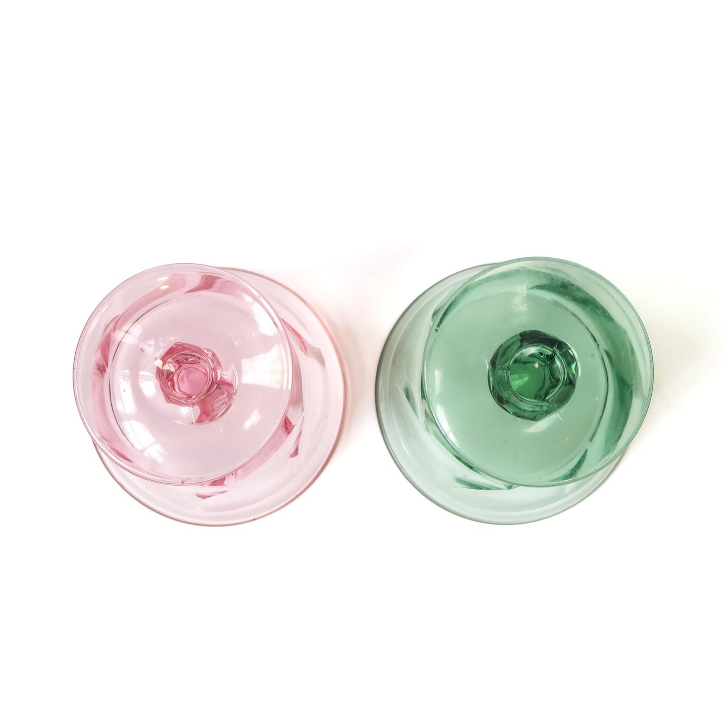 Vintage Pink and Green Wine Glass Set