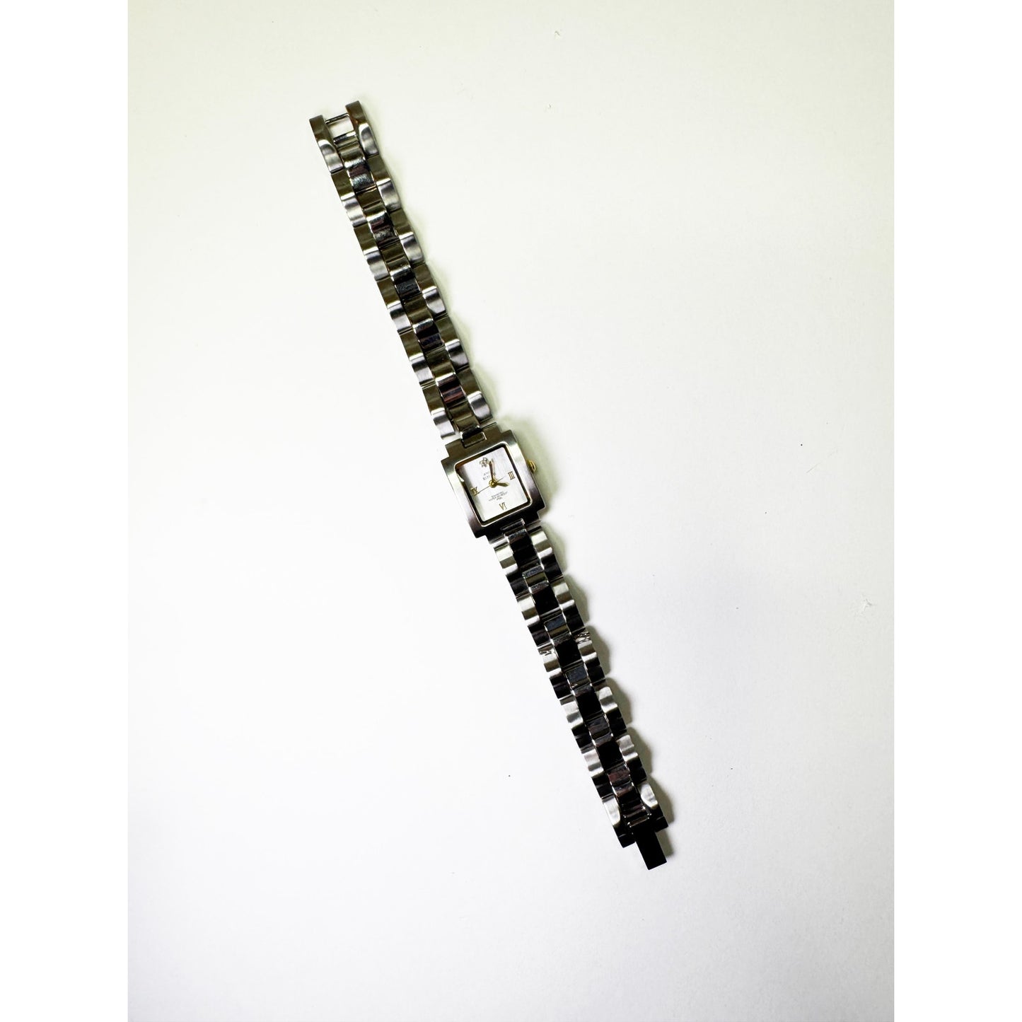 Vintage Two Tone Silver Watch with Square Face Details l Anne Klein