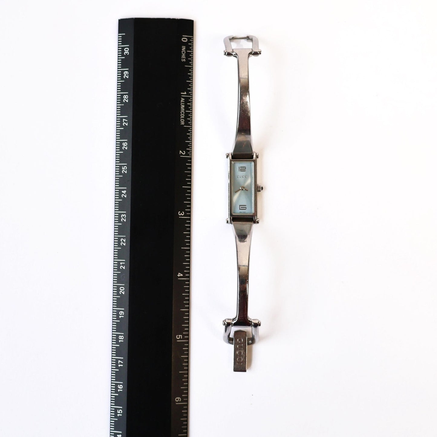 Vintage Silver 1500L Bangle Watch with Blue Face | GUCCI