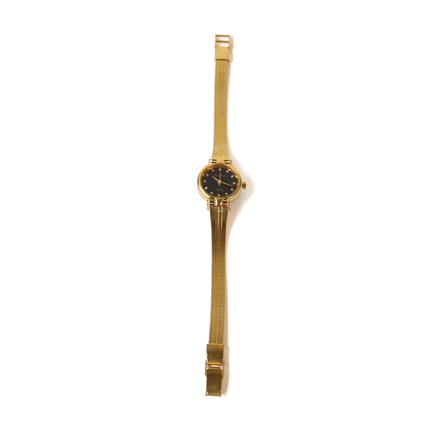 Vintage Gold Watch with Black Round Face | Philip Persio