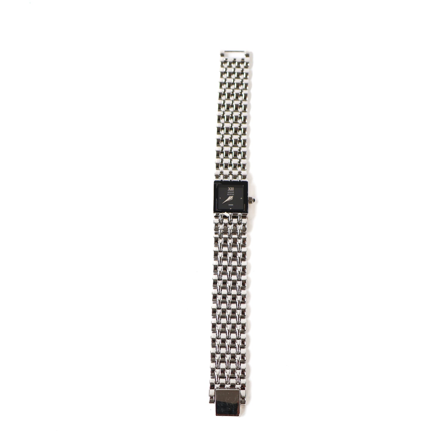 Vintage Silver Watch with Black Square Face | ANNE KLEIN