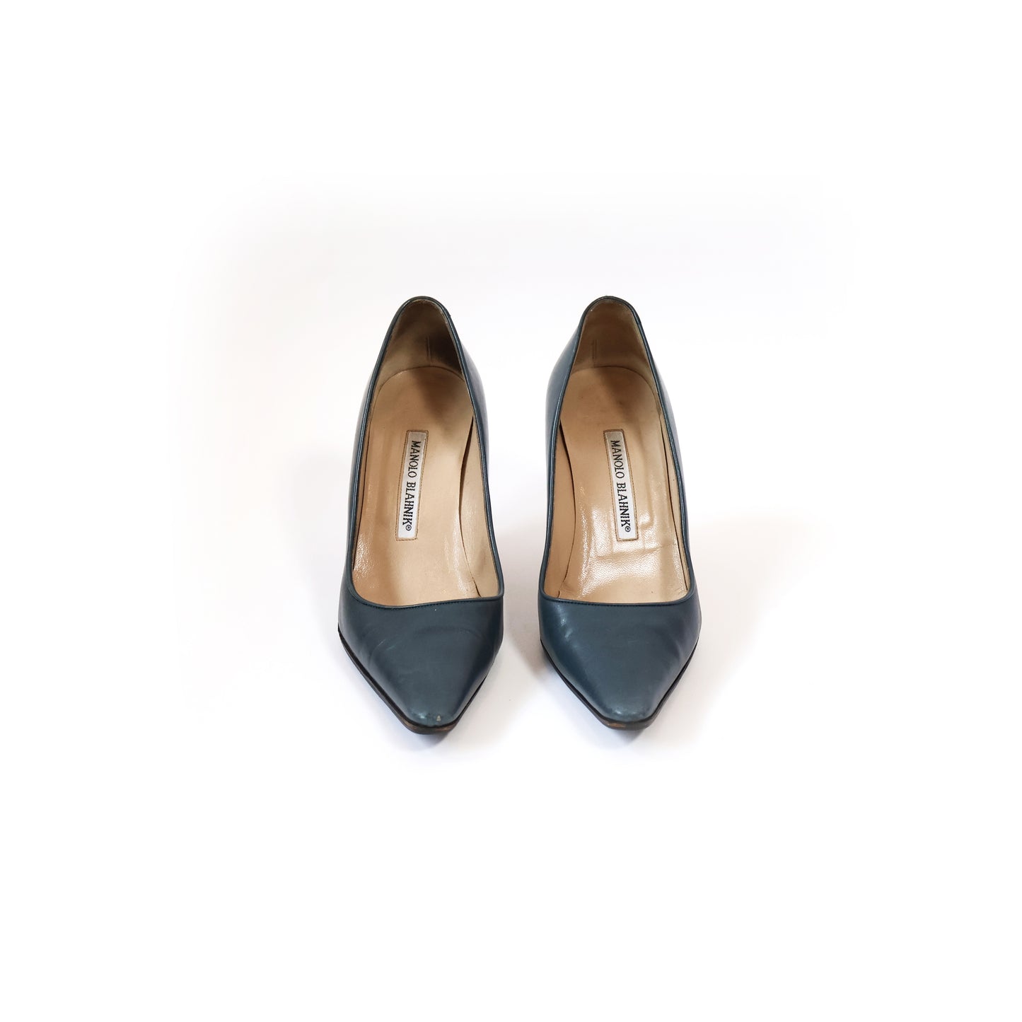 Vintage Slate Blue Leather Manolo Blahnik Heels | EU 36