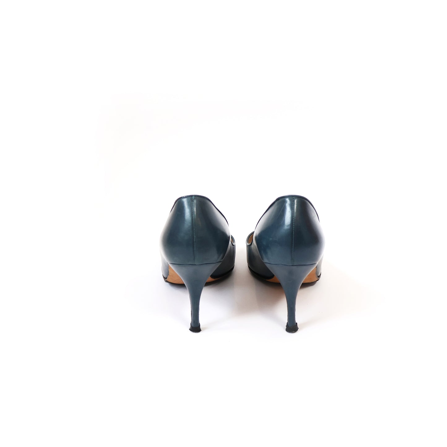 Vintage Slate Blue Leather Manolo Blahnik Heels | EU 36
