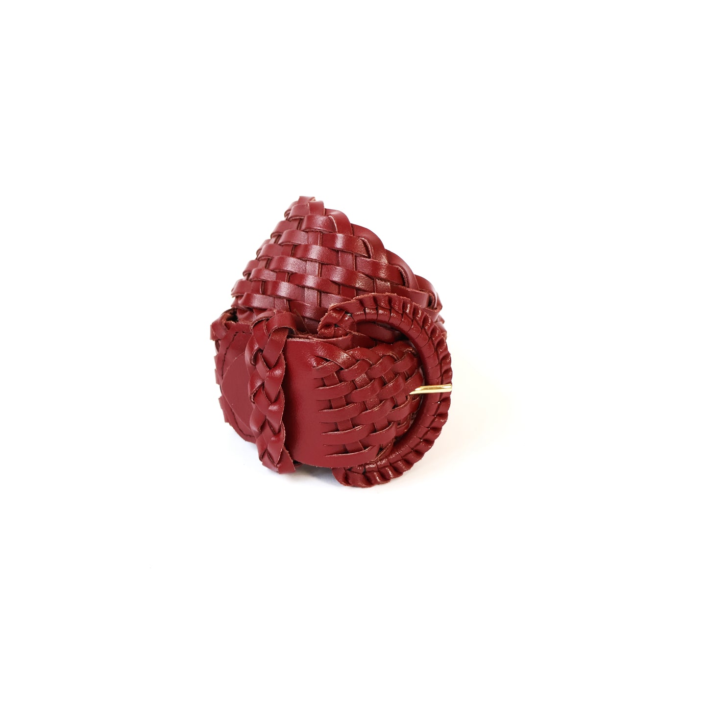 Vintage Maroon Genuine Leather Woven Belt